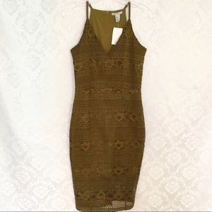 NWT H&M Green Lace Sleeveless Midi Dress